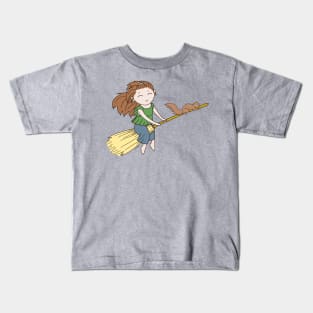 Broom Witch - by Jenn Atkins Kids T-Shirt